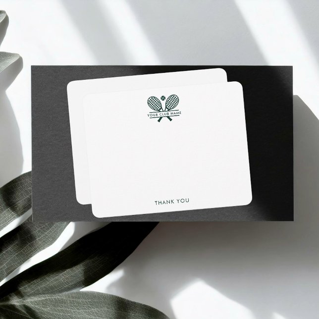 Adicione Seu Nome De Clube Tênis Esportivo Obrigad (Custom Lawn Tennis Club Country Club Office Thank You Note Cards)