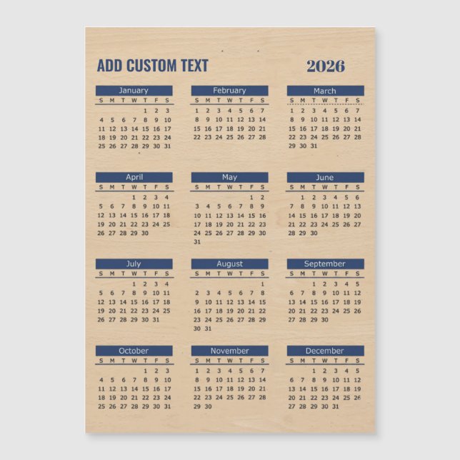 adicione seu texto personalizado Calendário 2026 C (Frente)