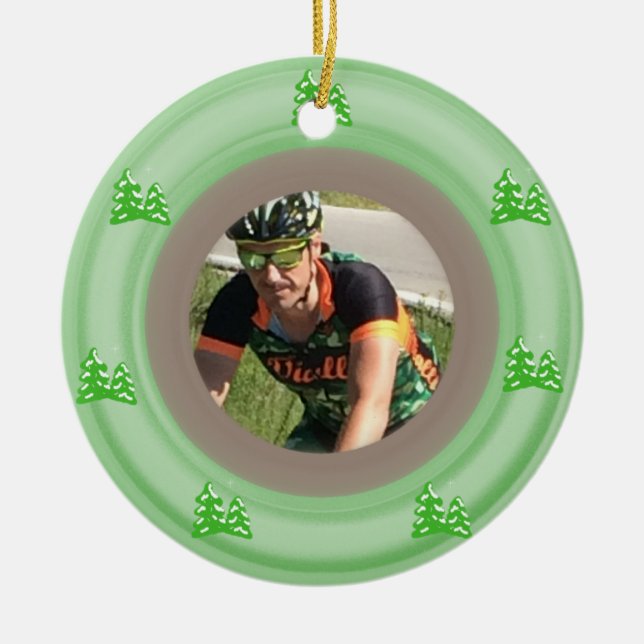 Adicione Sua Foto Árvores de Natal Enfeite de Cerâ (Frente)