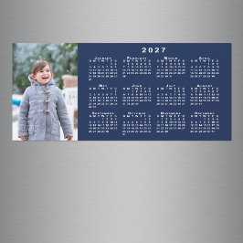 Adicione sua Foto Calendário 2027 Ímã Azul Marinho