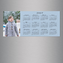 Adicione sua foto Ímã de Calendário 2027 Azul Clar
