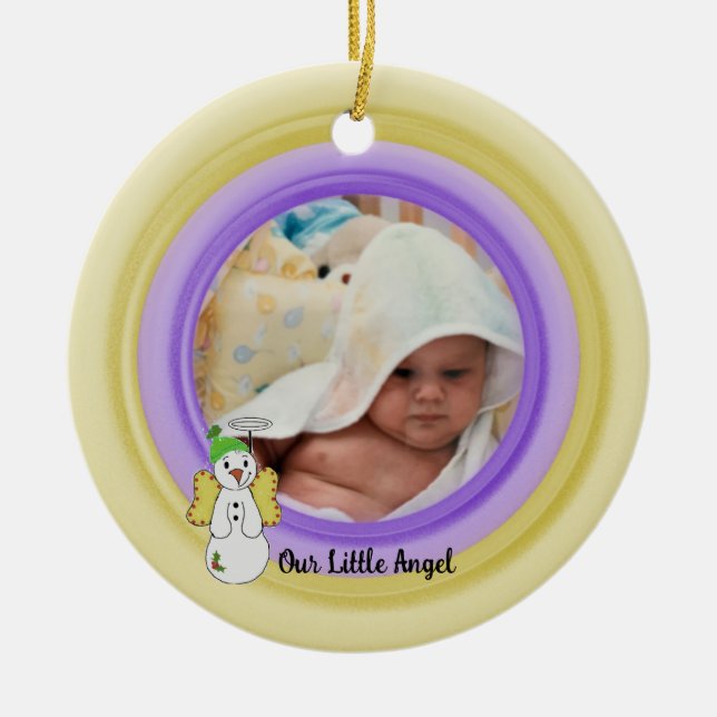 Adicione Sua Foto Nosso Pequeno Anjo Enfeite de Ce (Frente)