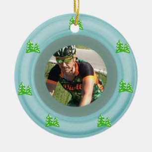 Adicione sua foto Ornamento de Natal em Cerâmica Á