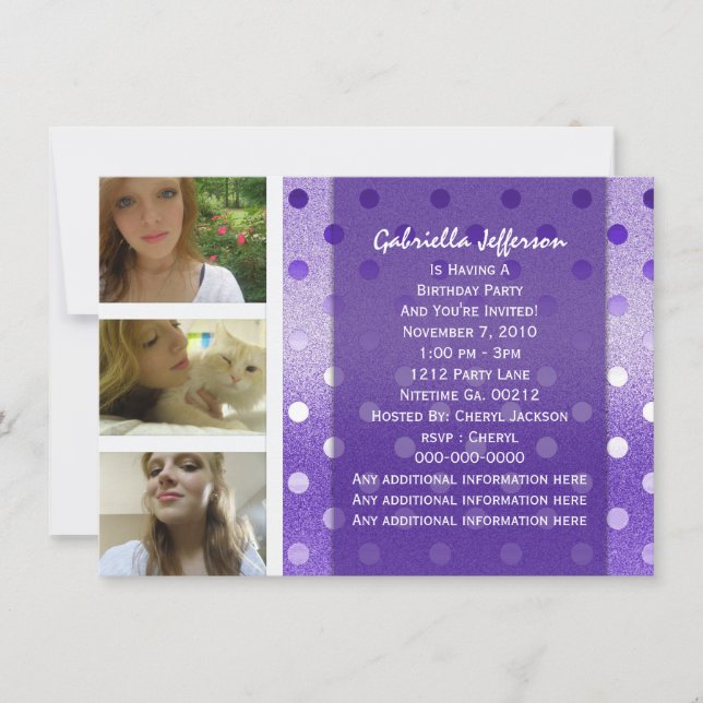 Adicione Sua Imagem: Convite de festas Sparkle rox (Frente)
