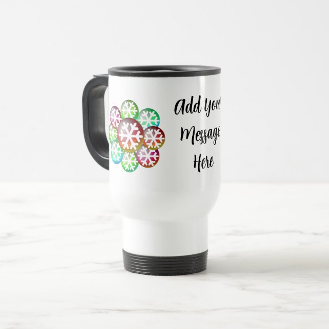 Adicione Sua Mensagem Caneca de Viagem Floco de Ne (Frente Esquerda)