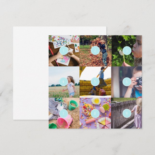 Adicione suas próprias 9 Fotos Cartão Personalizáv (Frente/Verso)