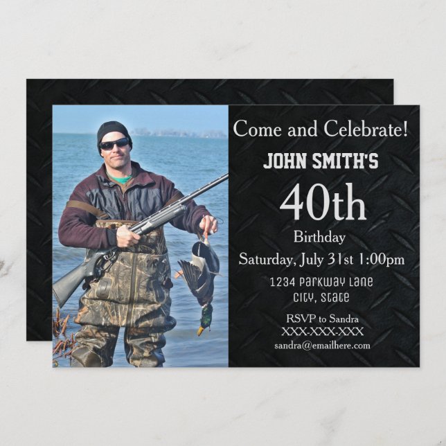 Adicione um convite para o aniversário de caçadore (Frente/Verso)