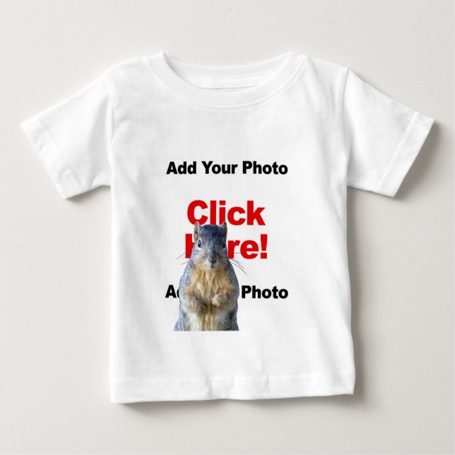 Adicione um esquilo Camiseta de bebê com foto pers (Frente)