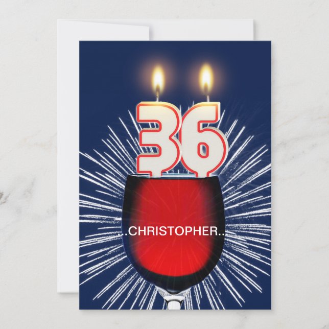 Adicione um nome, 36º Convite de aniversário, vinh (Frente)