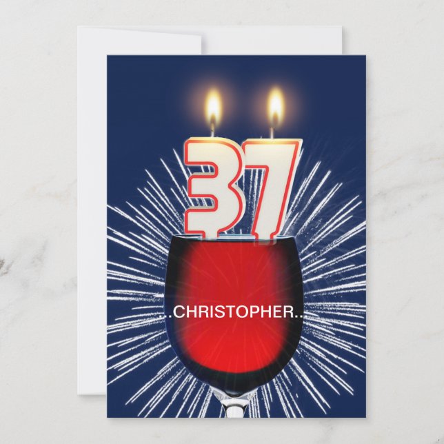 Adicione um nome, 37º Convite de aniversário, vinh (Frente)