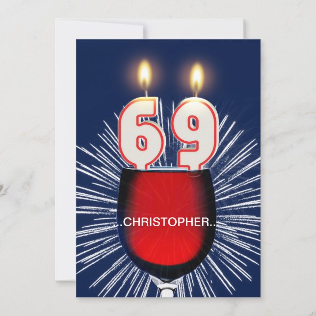 Adicione um nome, 69º Convite de aniversário, vinh (Frente)