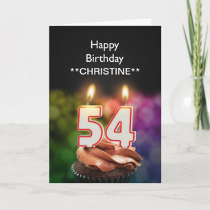 Adicione um nome, cartão de aniversário de 54 anos