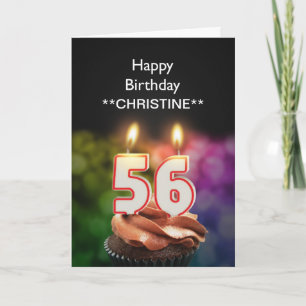 Adicione um nome, cartão de aniversário de 56 anos