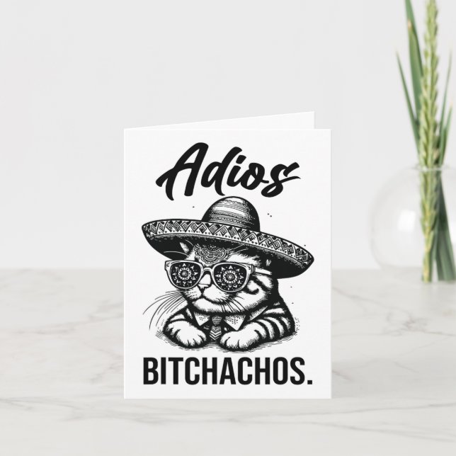 Adios Achos Cat Em Sombrero Engraçado Anúncio Espa (Frente)