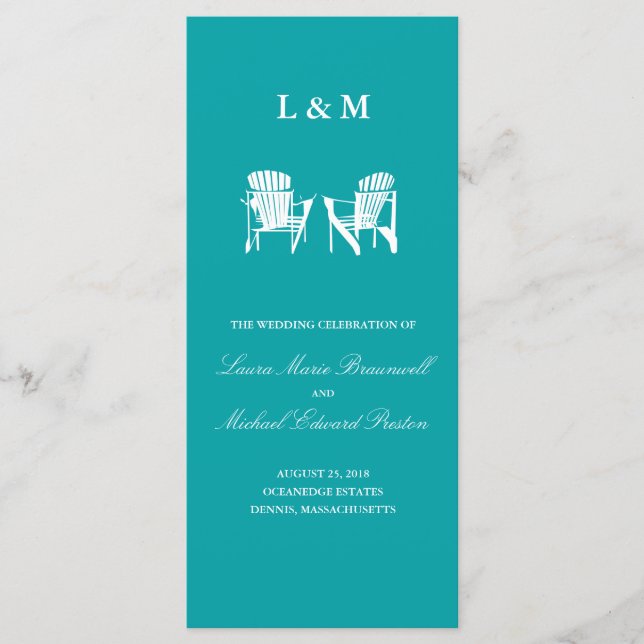 Adirondack Chairs | Programa de Cerimônia (Frente)