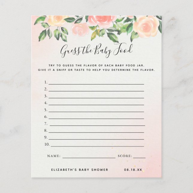 Adivinha a Comida do bebê | Jogo Chá de fraldas (Frente)