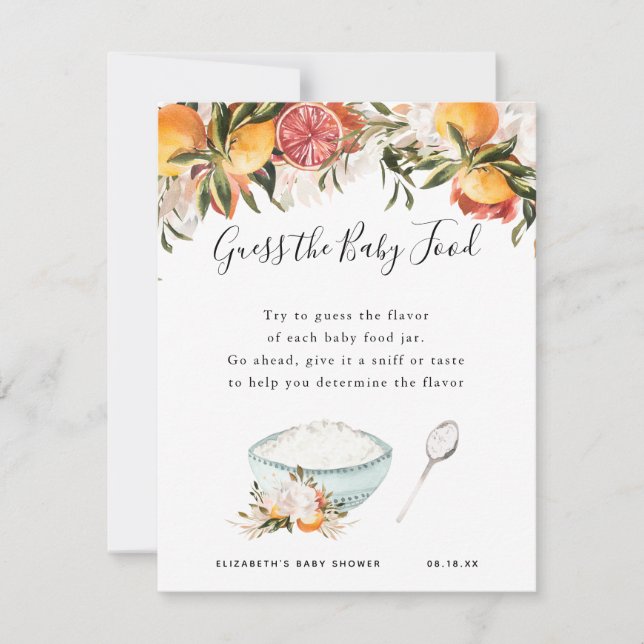 Adivinha a Comida do bebê | Jogo Chá de fraldas (Frente)