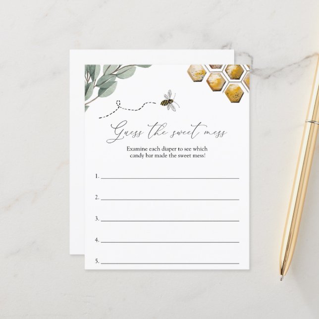 Adivinha o Chá de fraldas de Abelhas Mess (Frente/Verso In Situ)