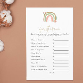 Adivinha o jogo do Chá de fraldas Price Boho Rainb