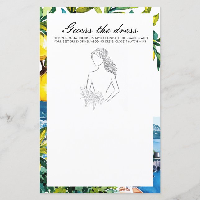 Adivinha o jogo do Chá de panela Amalfi de Vestido (Frente)