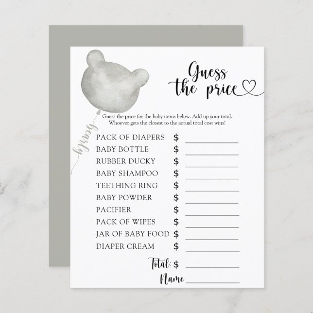 Adivinha o preço! Jogo (Frente/Verso)