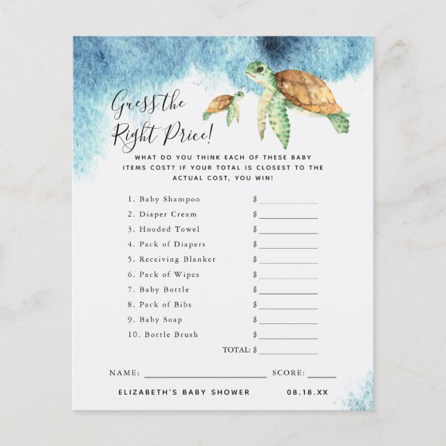 Adivinha O Preço | Jogo Chá de fraldas (Frente)