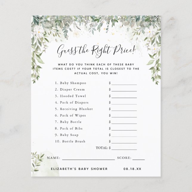 Adivinha O Preço | Jogo Chá de fraldas (Frente)