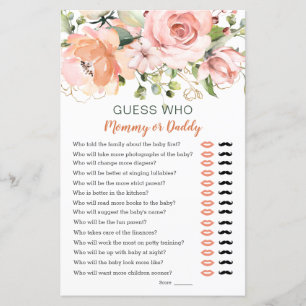 Adivinha Quem Chá de fraldas Jogo Floral Verde