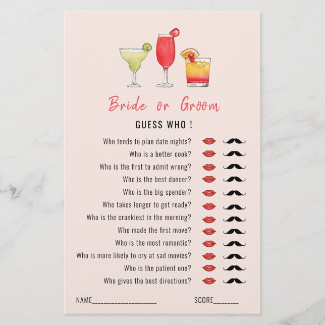 Adivinha quem coquetel bebe jogo de Chá (Frente)