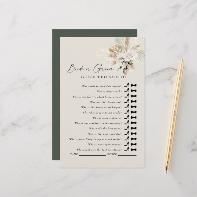 Adivinha Quem Disse? Chá de panela Pampas Sage (Frente/Verso In Situ)