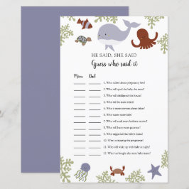 Adivinha quem disse isso Jogo sob o Chá de fraldas