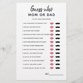 Adivinha quem é a mãe ou o Pai? Jogo de Chá de fra