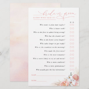 Adivinha quem é noiva ou noiva - Cartão de Jogo 