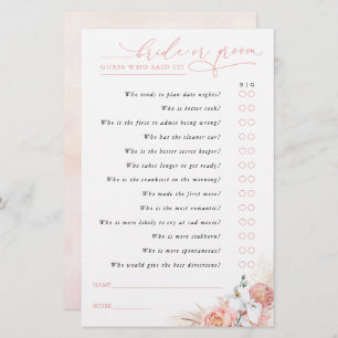 Adivinha quem é noiva ou noiva - Cartão de Jogo de