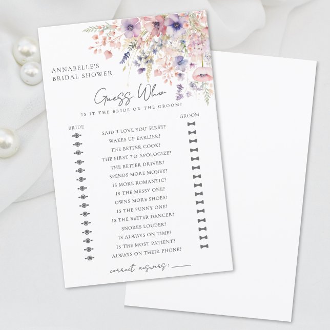 Adivinha Quem É O Chá de panela De Flor Selvagem (Guess Who Wildflower Bridal Shower)