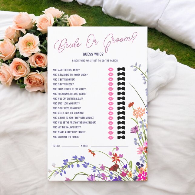 Adivinha quem é o jogo de chá de panela de flores  (Guess who wildflowers bridal shower game)