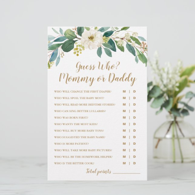 Adivinha Quem? Jogo de Chá de fraldas ou Pai (Em pé/Frente)