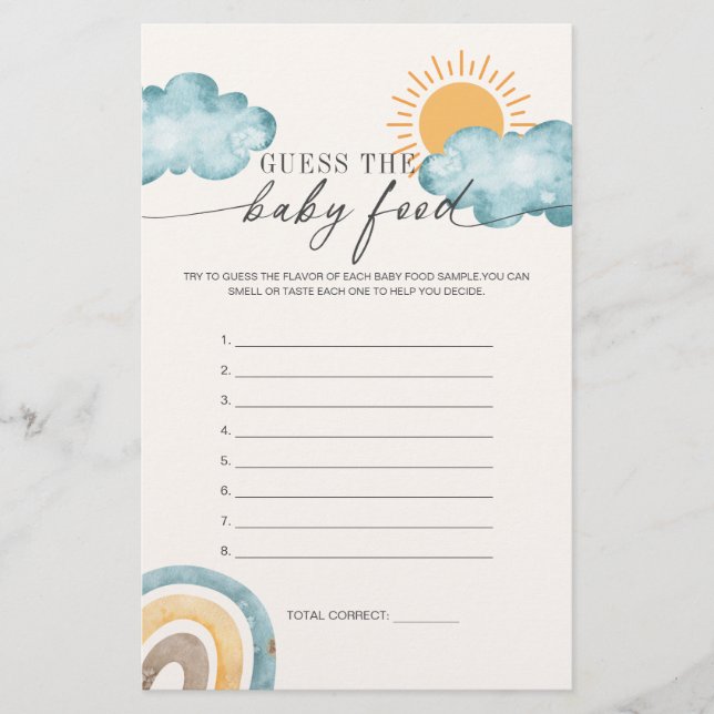 Adivinhe a Comida de Bebê | Jogo de Chá de Bebê Su (Frente)