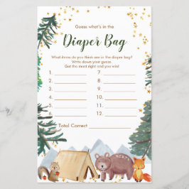 Adivinhe o que está na bolsa de fraldas do acampam