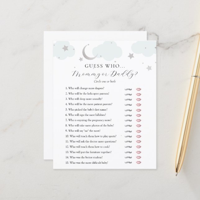 Adivinhe quem Mamãe ou cartão de Chá de fraldas do (Frente/Verso In Situ)