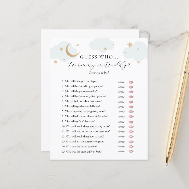 Adivinhe quem Mamãe ou cartão de Chá de fraldas do (Frente/Verso In Situ)