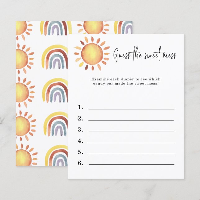 Adivinhem a doce bagunça - jogo de chá de fraldas (Frente/Verso)