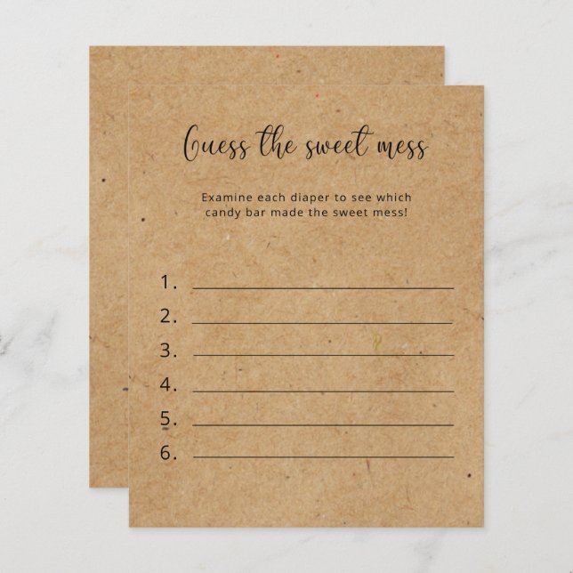 Adivinhem a Doce Mess - Jogo do Chá de fraldas (Frente/Verso)