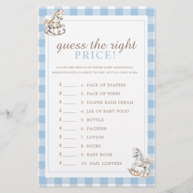 Adivinhem o jogo do Chá de fraldas de Cavalo Arrui (Frente)