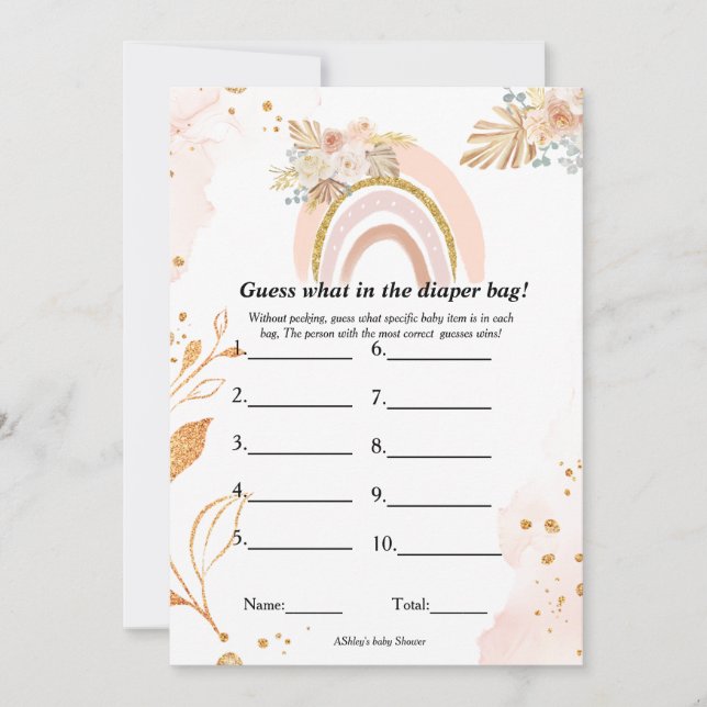 Adivinhem o que no cartão de chá de fraldas da bol (Frente)