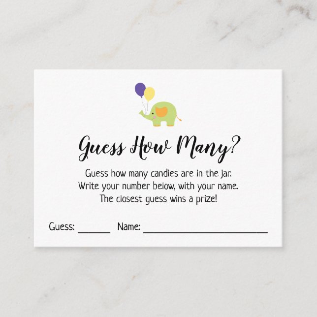 Adivinhem Quantos? Branco com Cartão de Jogo de El (Frente)