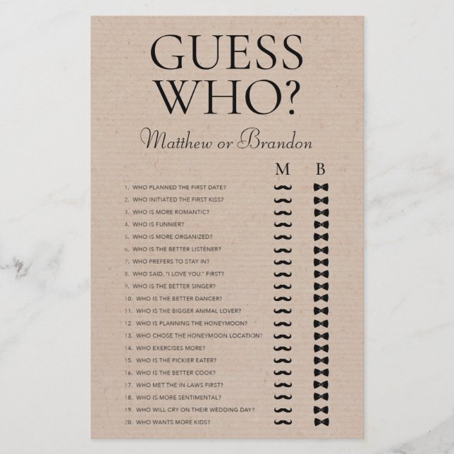 Adivinhem quem jogo de Chá LGBTQ (Frente)