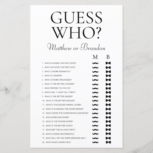 Adivinhem quem jogo de Chá LGBTQ (Frente)