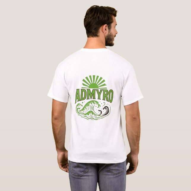 Admyro Waves T-Shirt - Logotipo Front & Back Des (Parte Traseira Completa)