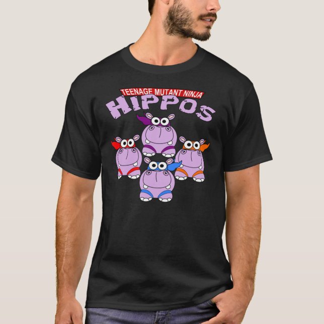Adolescente Mutante Ninja Hippos Clássico T-Shirt (Frente)
